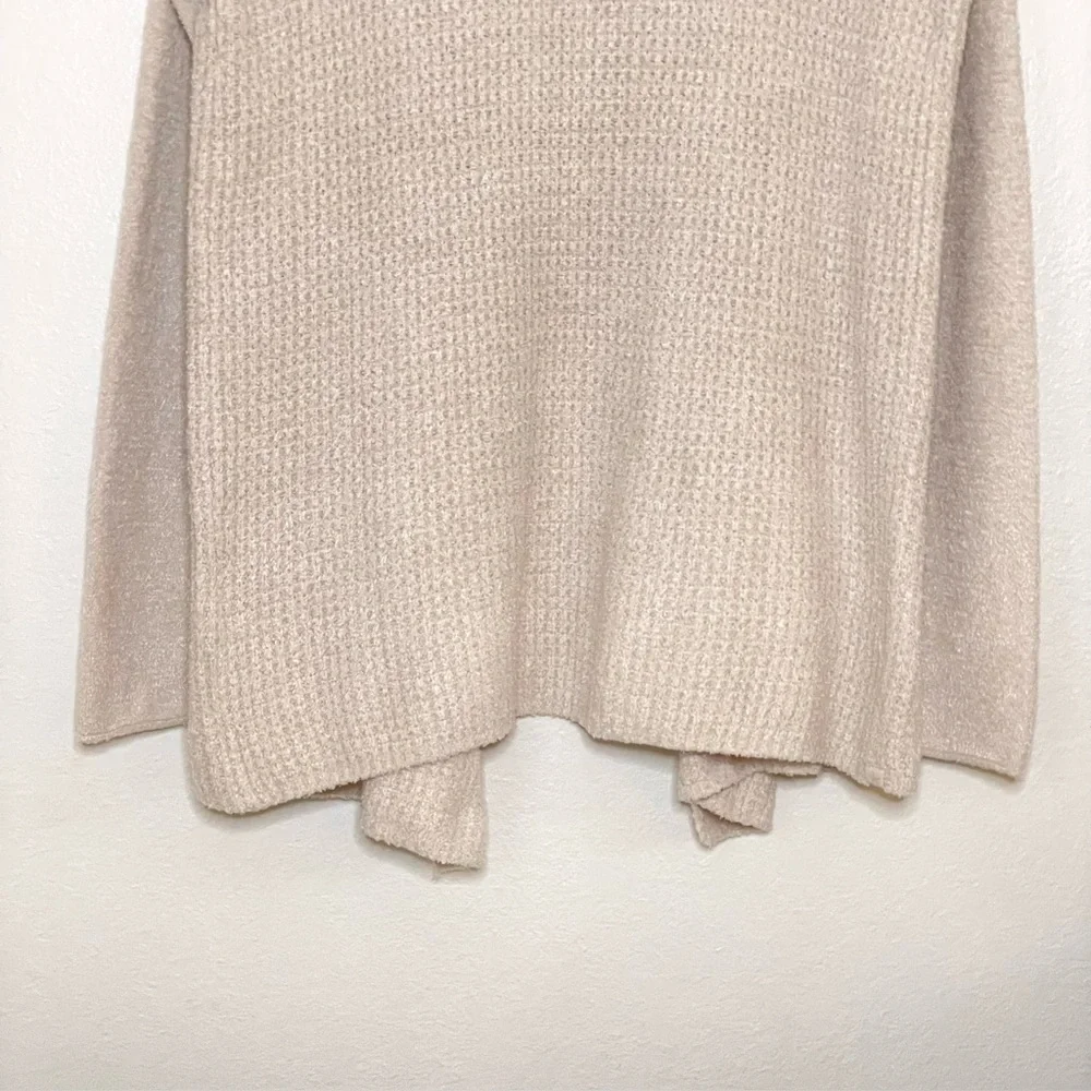 Barefoot Dreams CozyChic Lite Coastal Cardi Draped Open Front Sweater Bisque L